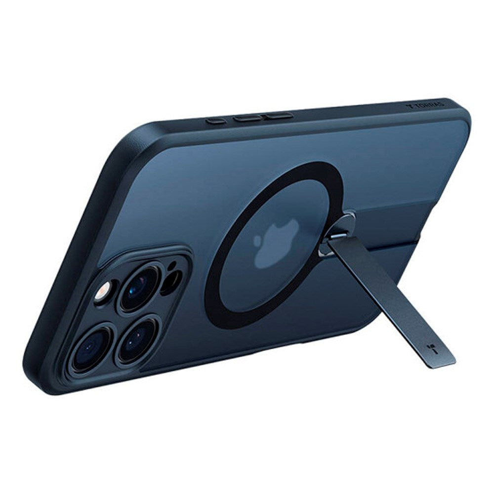 TORRAS iPhone 16 Pro Fleksibelt Plast Deksel m. Roterende Kickstand - MagSafe Kompatibel - Svart