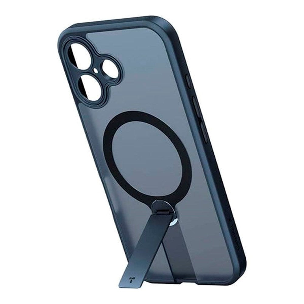 TORRAS iPhone 16 Fleksibelt Plast Deksel m. Roterende Kickstand - MagSafe Kompatibel - Svart