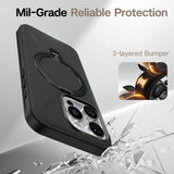 TORRAS iPhone 16 Pro Fleksibelt Plast Deksel m. Ring Kickstand - MagSafe Kompatibel - Svart