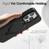 TORRAS iPhone 16 Pro Max Fleksibelt Plast Deksel m. Ring Kickstand - MagSafe Kompatibel - Svart