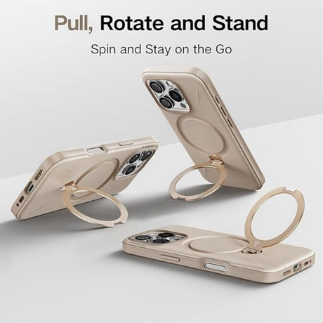 TORRAS iPhone 16 Pro Max Fleksibelt Plast Deksel m. Ring Kickstand - MagSafe Kompatibel - Rose Gold
