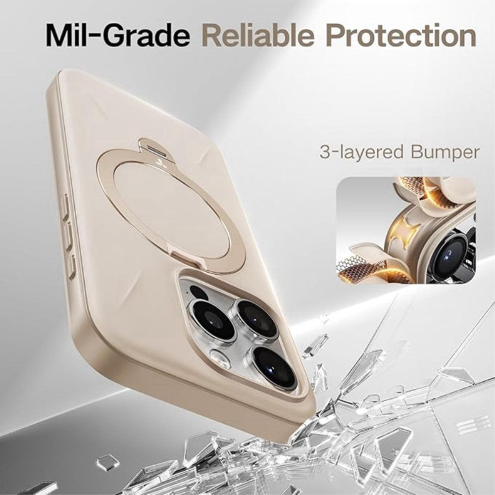 TORRAS iPhone 16 Pro Max Fleksibelt Plast Deksel m. Ring Kickstand - MagSafe Kompatibel - Rose Gold