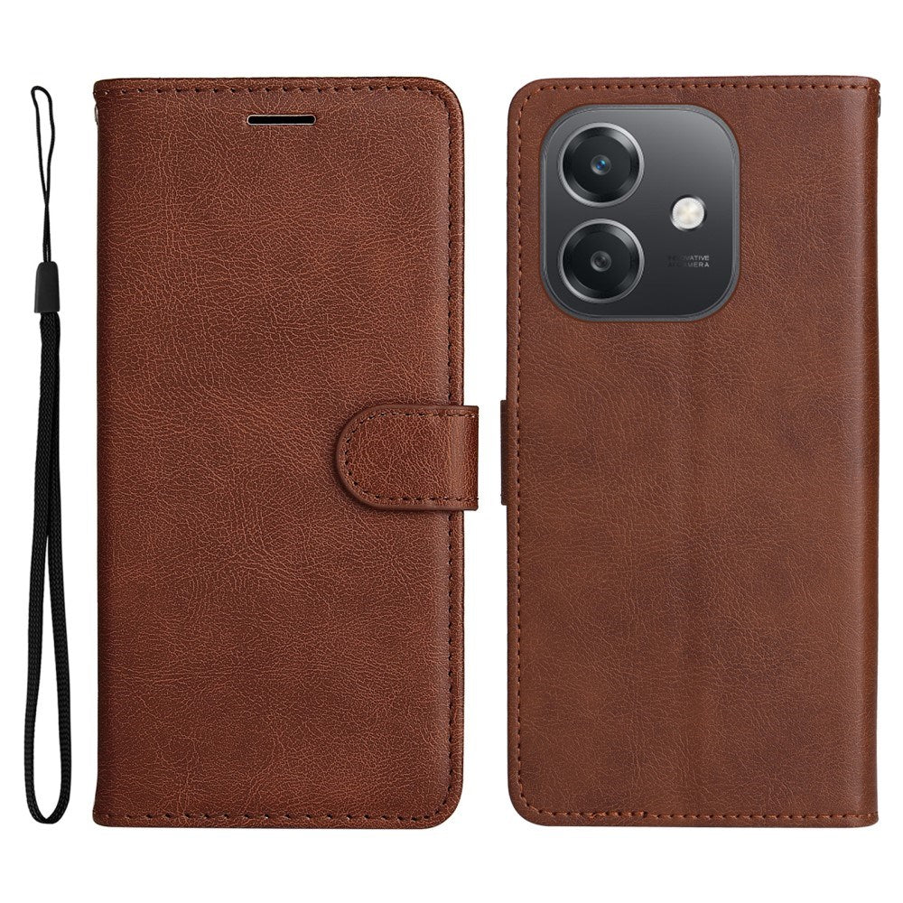 EIDERWOOD OPPO A60 / A40m / A40 Kunstskinn Flip Deksel m. Stropp - Brun