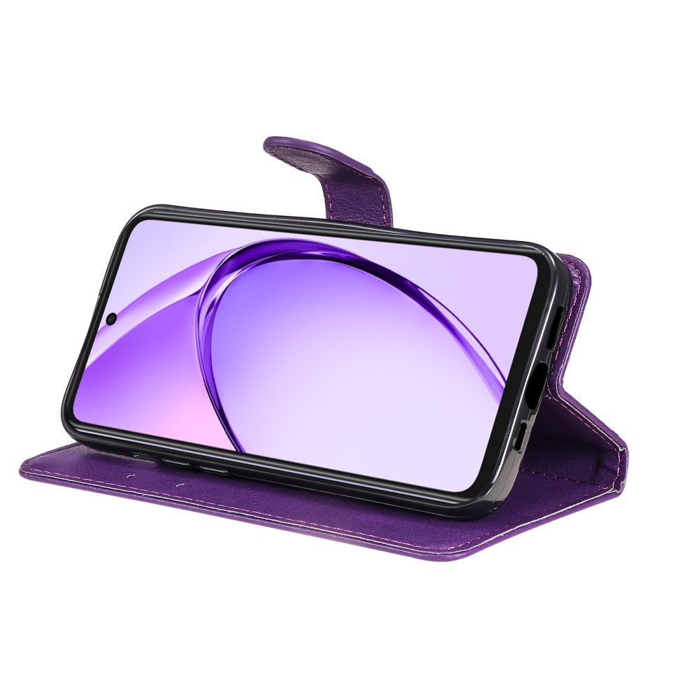 EIDERWOOD OPPO A60 / A40m / A40 Kunstskinn Flip Deksel m. Stropp - Lilla
