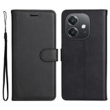 EIDERWOOD OPPO A60 / A40m / A40 Kunstskinn Flip Deksel m. Stropp - Svart