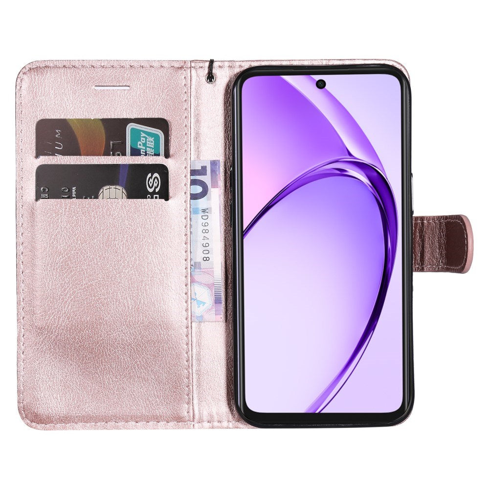 EIDERWOOD OPPO A60 / A40m / A40 Kunstskinn Flip Deksel m. Stropp - Rose Gold