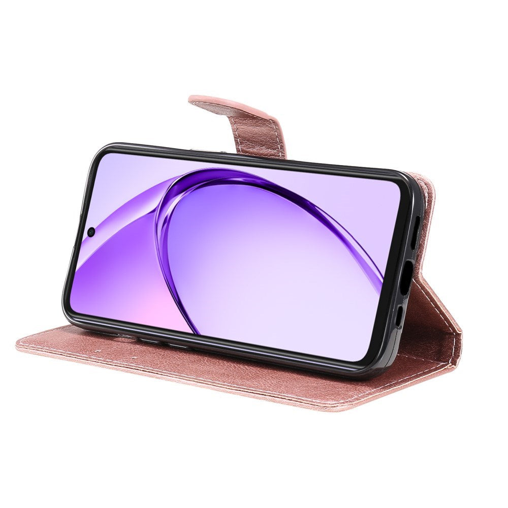 EIDERWOOD OPPO A60 / A40m / A40 Kunstskinn Flip Deksel m. Stropp - Rose Gold