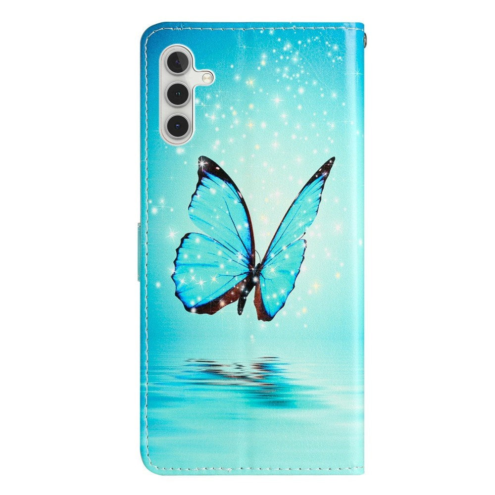 EIDERWOOD Samsung Galaxy S25+ (Plus) Flip Deksel med Kortholder & Reim - Blå Sommerfugl