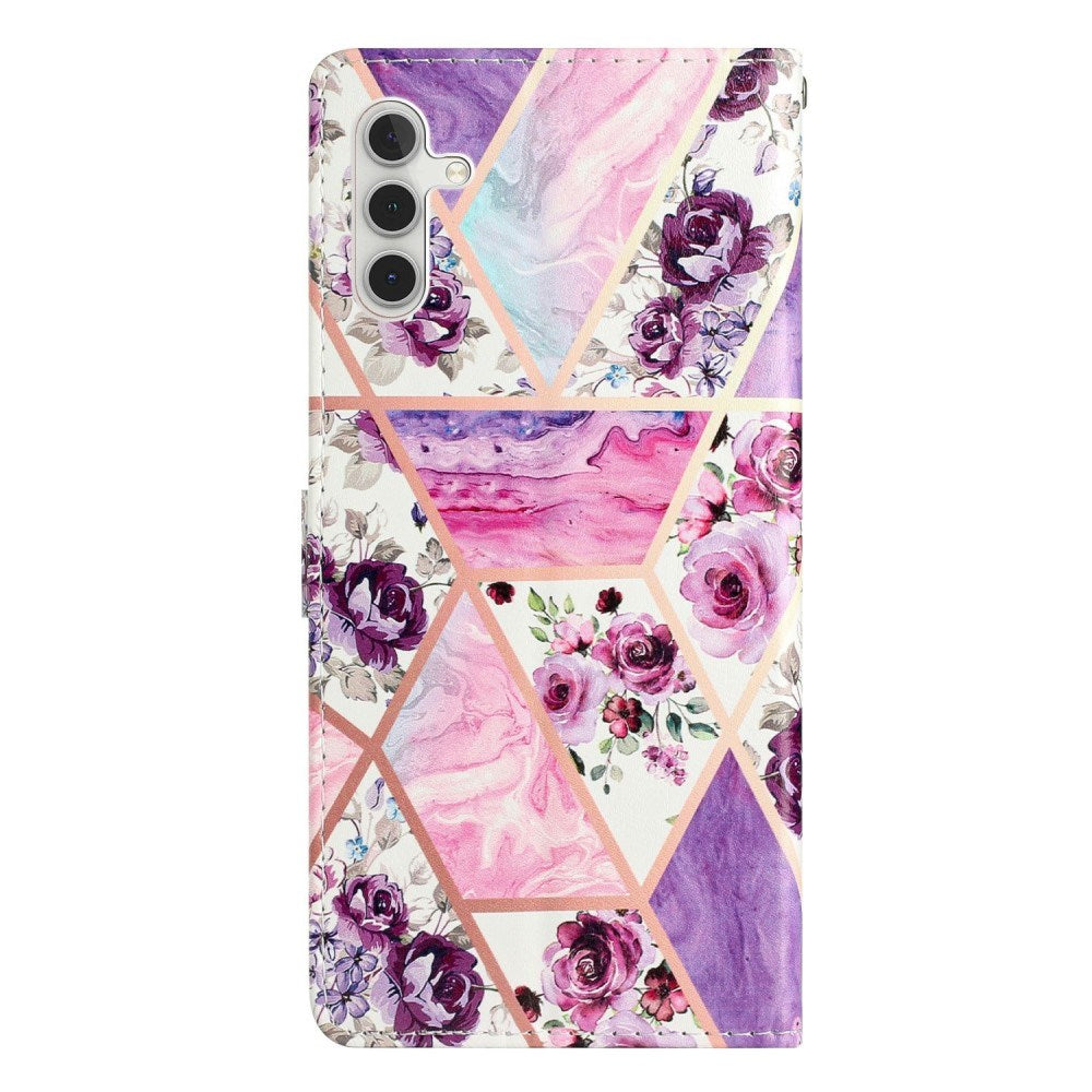 EIDERWOOD Samsung Galaxy S25+ (Plus) Flip Deksel med Kortholder & Reim - Lilla Marmor