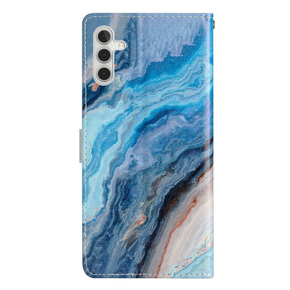 EIDERWOOD Samsung Galaxy S25+ (Plus) Flip Deksel med Kortholder & Reim - Blå Marmor
