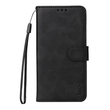EIDERWOOD Samsung Galaxy S25 / S24 2-i-1 Kunstskinn Flip Deksel med Skjermbeskyttelsesglass - Svart