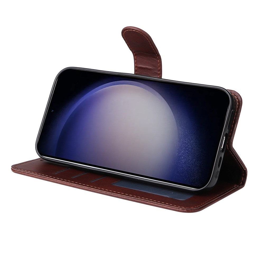 EIDERWOOD Samsung Galaxy S25+ (Plus) / 24+ (Plus) 2-i-1 Kunstskinn Flip Deksel med Skjermbeskyttelsesglass - Rosa