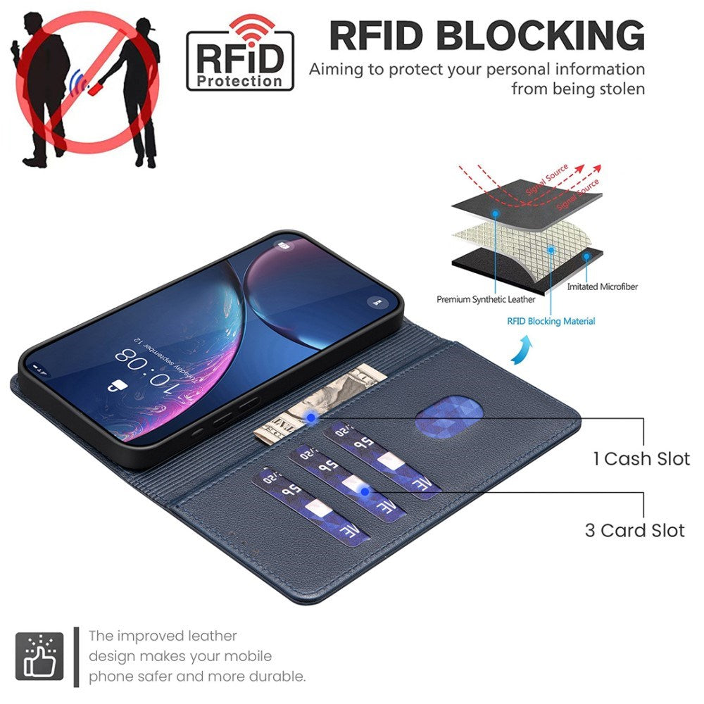 Samsung Galaxy A36 (5G) BINFEN Kunstskinn Flip Deksel med RFID Blokkering - Blå