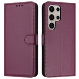 EIDERWOOD Samsung Galaxy S25 Ultra Kunst Skinn Flip Deksel med Avtakbar Stropp - Rød