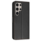 EIDERWOOD Samsung Galaxy S25 Ultra Kunst Skinn Flip Deksel med Avtakbar Stropp - Svart