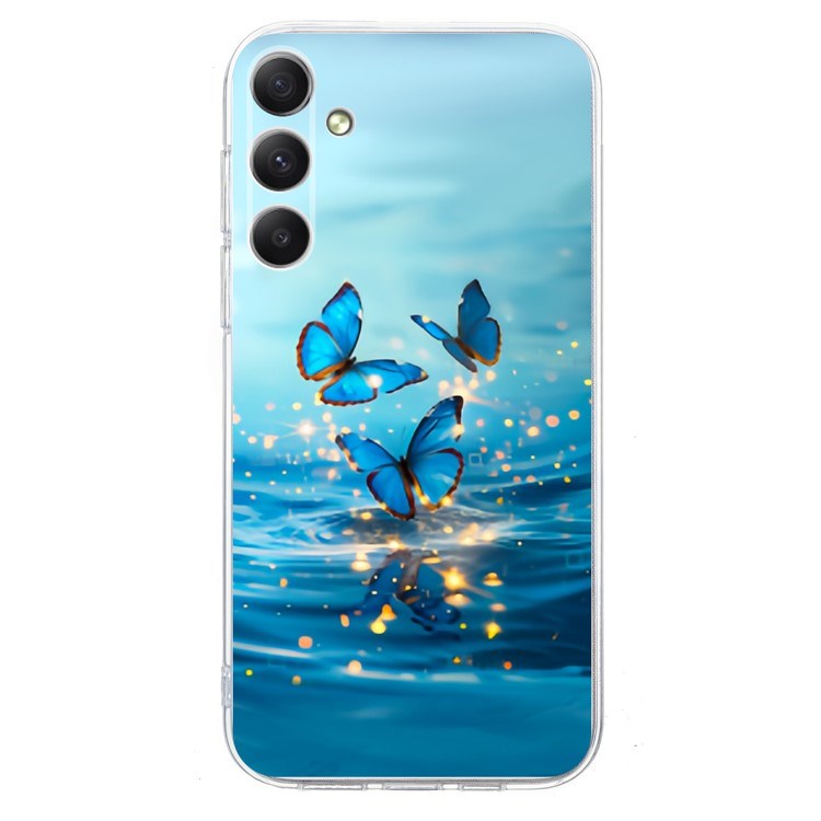 EIDERWOOD Samsung Galaxy S25 FE Fleksibelt Plast Deksel med Motiv - Vann / Blå Sommerfugler
