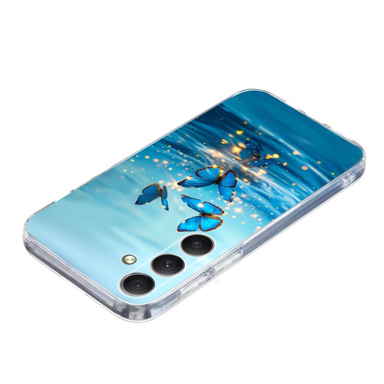 EIDERWOOD Samsung Galaxy S25 FE Fleksibelt Plast Deksel med Motiv - Vann / Blå Sommerfugler