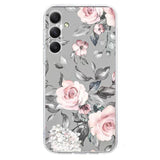 EIDERWOOD Samsung Galaxy S25 FE Fleksibelt Plast Deksel med Motiv - Grå / Rosa Roser