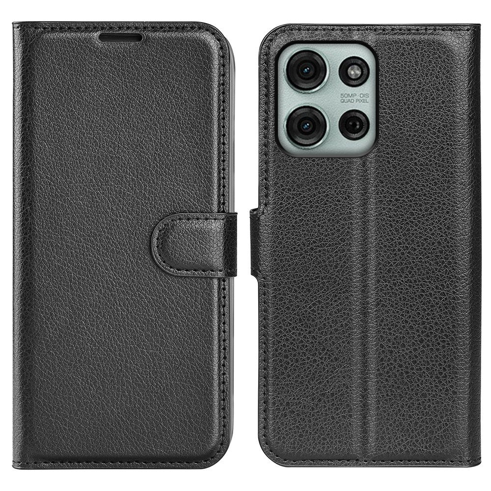 EIDERWOOD Motorola Moto G75 (5G) Kunstskinn Flip Deksel m. Kortholder & Ståfunksjon - Svart