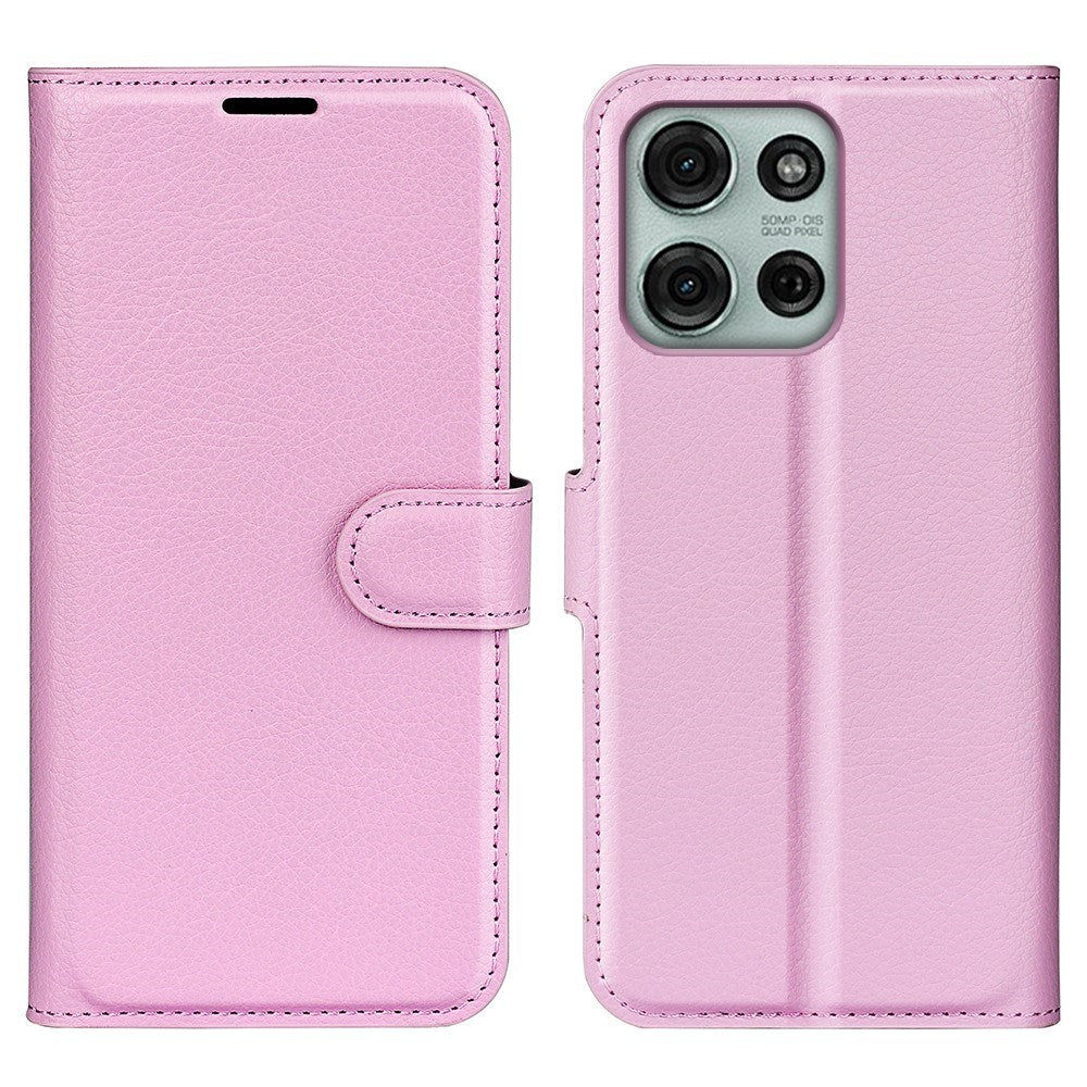 EIDERWOOD Motorola Moto G75 (5G) Kunstskinn Flip Deksel m. Kortholder & Ståfunksjon - Rosa