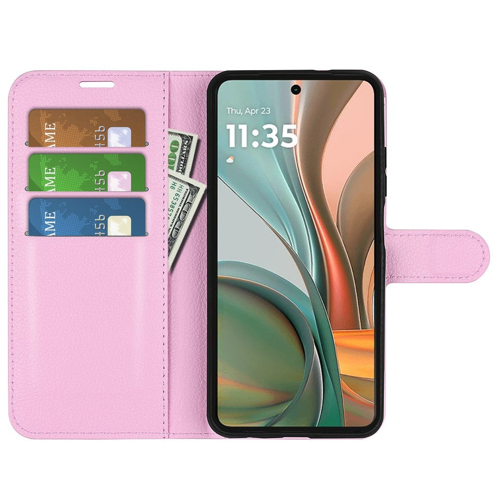 EIDERWOOD Motorola Moto G75 (5G) Kunstskinn Flip Deksel m. Kortholder & Ståfunksjon - Rosa