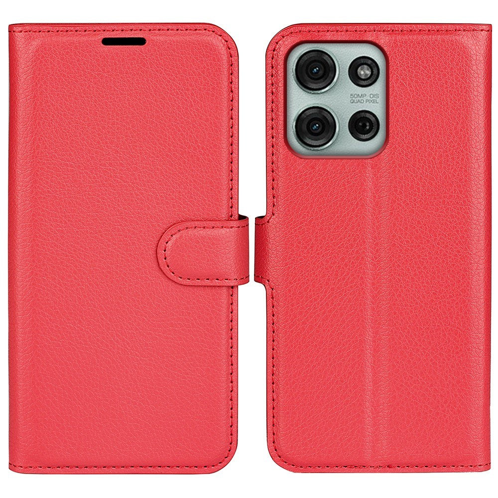 EIDERWOOD Motorola Moto G75 (5G) Kunstskinn Flip Deksel m. Kortholder & Ståfunksjon - Rød