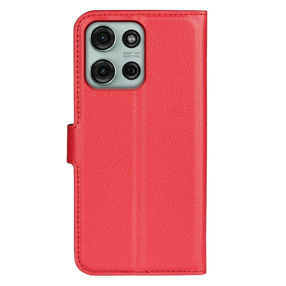 EIDERWOOD Motorola Moto G75 (5G) Kunstskinn Flip Deksel m. Kortholder & Ståfunksjon - Rød