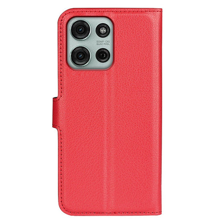 EIDERWOOD Motorola Moto G75 (5G) Kunstskinn Flip Deksel m. Kortholder & Ståfunksjon - Rød