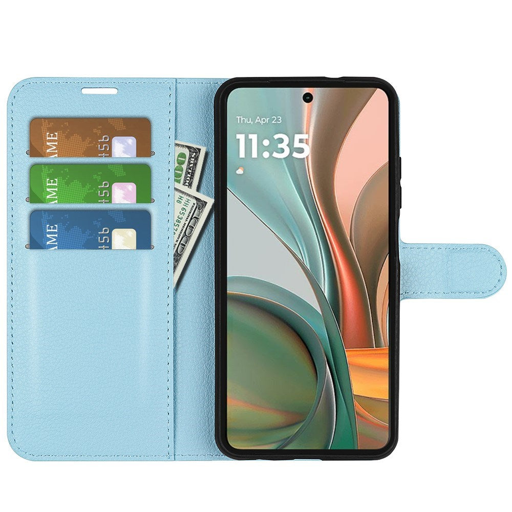 EIDERWOOD Motorola Moto G75 (5G) Kunstskinn Flip Deksel m. Kortholder & Ståfunksjon - Blå
