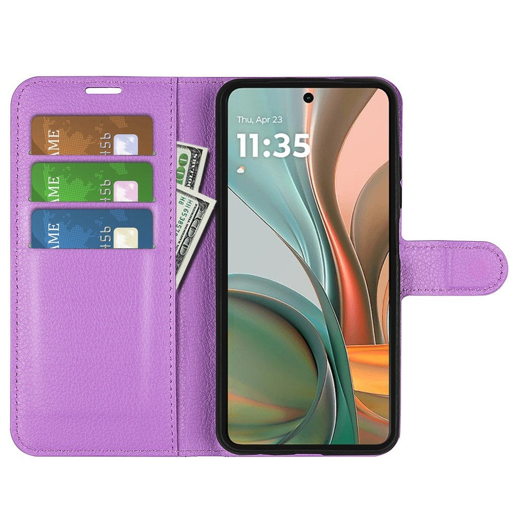 EIDERWOOD Motorola Moto G75 (5G) Kunstskinn Flip Deksel m. Kortholder & Ståfunksjon - Lilla