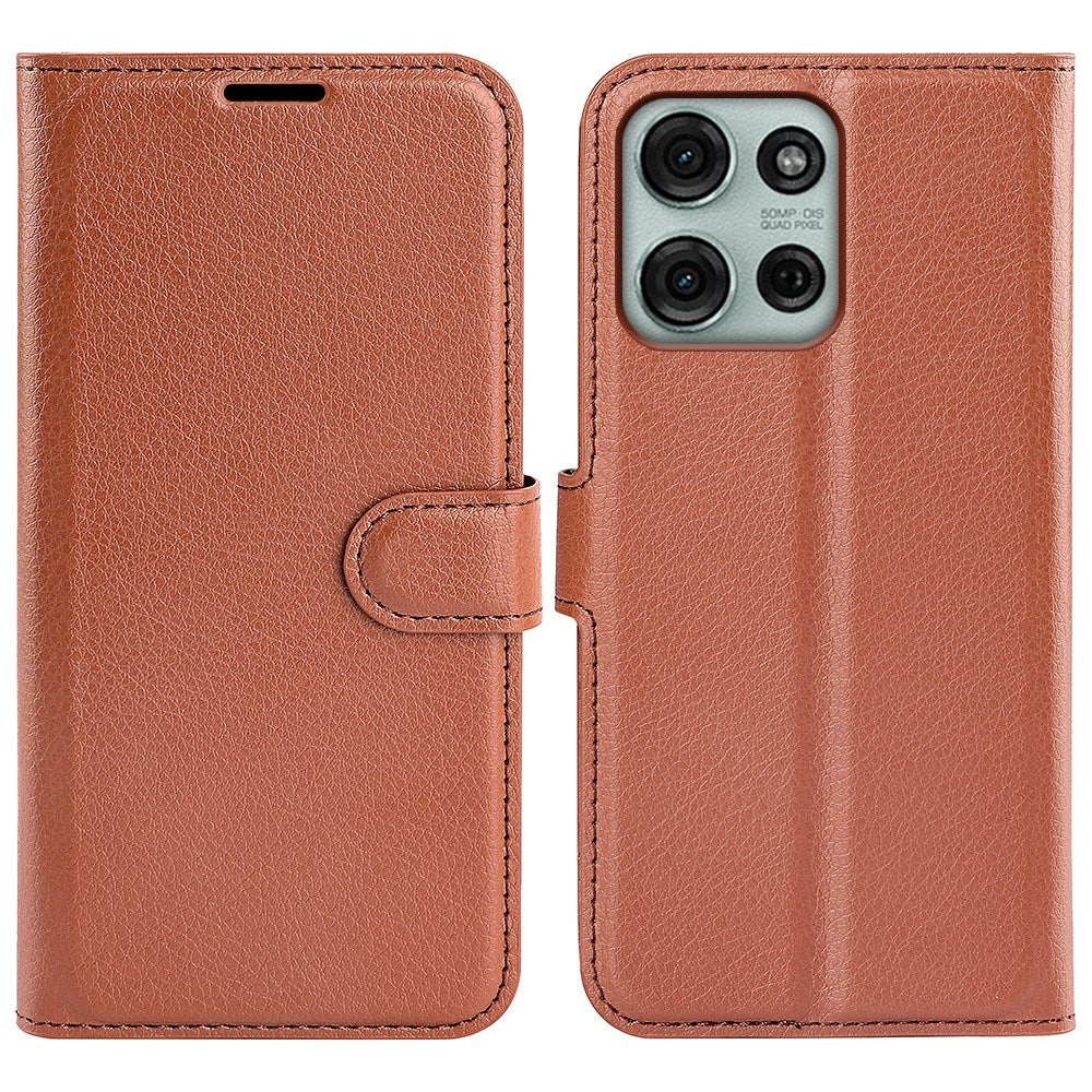 EIDERWOOD Motorola Moto G75 (5G) Kunstskinn Flip Deksel m. Kortholder & Ståfunksjon - Brun