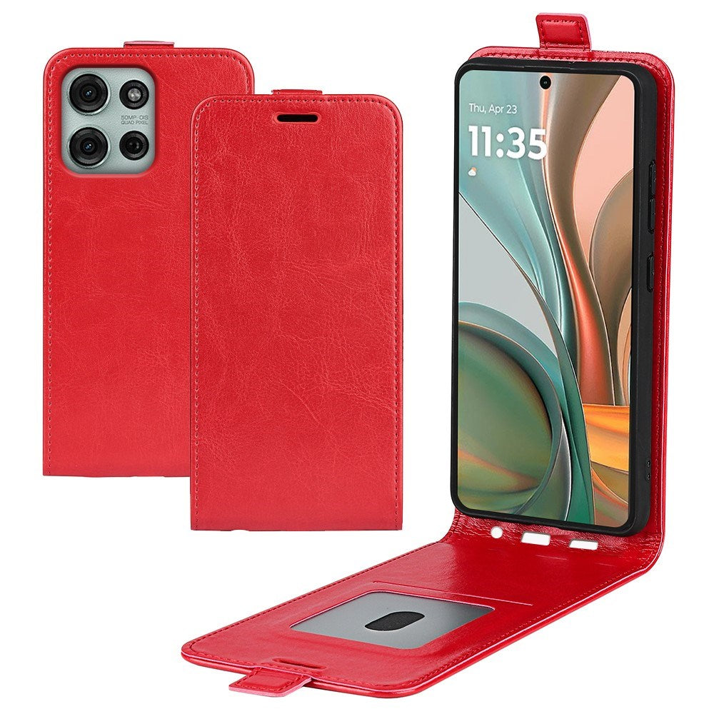 EIDERWOOD Motorola Moto G75 5G Etui med Kortlommer – Vertikal Flip Kunstlær Etui - Rød