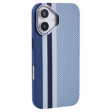 EIDERWOOD Mønstret Carbon Deksel - iPhone 16 - MagSafe Kompatibel - Blue Stripes