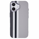 EIDERWOOD Mønstret Carbon Deksel - iPhone 16 - MagSafe Kompatibel - Grey Stripes