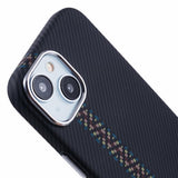 EIDERWOOD Mønstret Carbon Deksel - iPhone 15 - MagSafe Kompatibel - Dark ZigZag Pattern