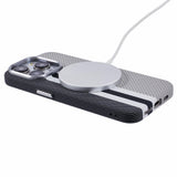 EIDERWOOD iPhone 15 Pro Mønstret Carbon Deksel - MagSafe Kompatibel - Grey Stripes