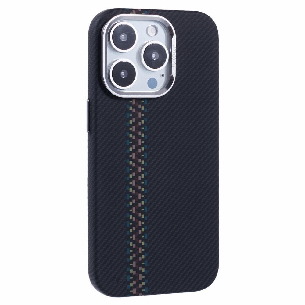 EIDERWOOD Mønstret Carbon Deksel - iPhone 15 Pro - MagSafe Kompatibel - Dark ZigZag Pattern