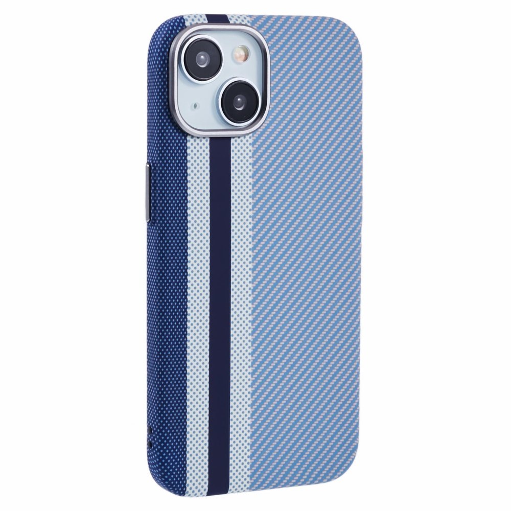 EIDERWOOD Mønstret Carbon Deksel - iPhone 14 - MagSafe Kompatibel - Blue Stripes