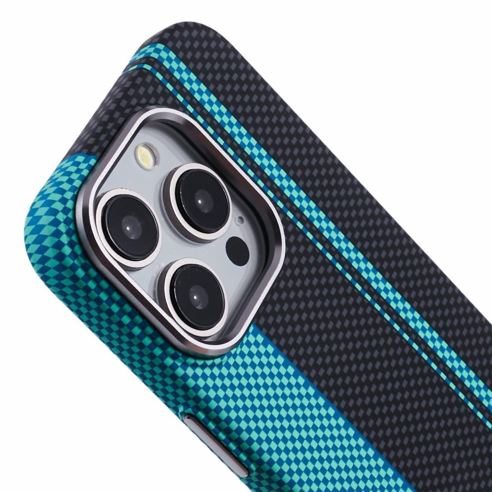 EIDERWOOD Mønstret Carbon Deksel - iPhone 13 Pro - MagSafe Kompatibel - Blue/Black