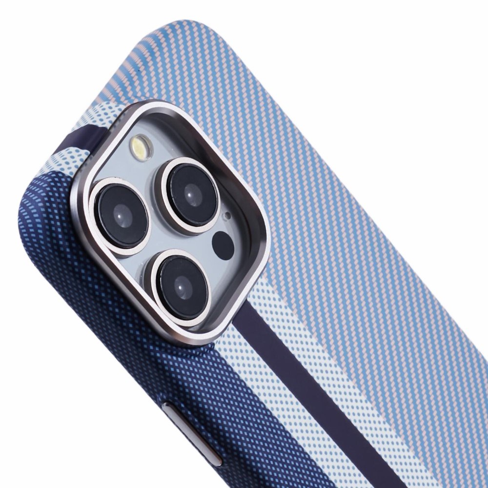 EIDERWOOD Mønstret Carbon Deksel - iPhone 13 Pro - MagSafe Kompatibel - Blue Stripes