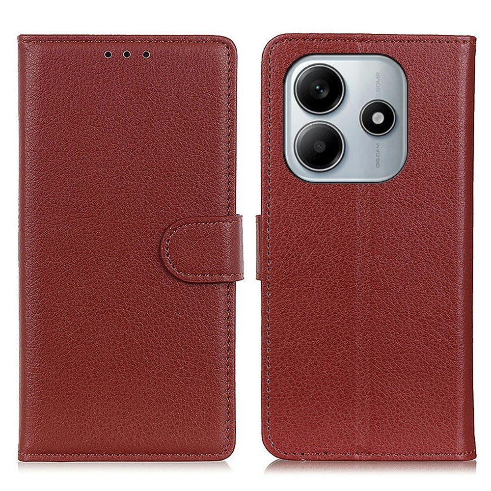 EIDERWOOD Xiaomi Redmi Note 14 (4G) Kunstskinn Flip Deksel m. Kortholder & Ståfunksjon - Brun