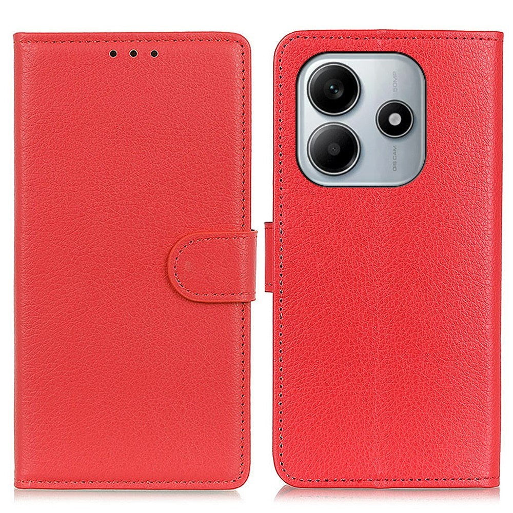 EIDERWOOD Xiaomi Redmi Note 14 (4G) Kunstskinn Flip Deksel m. Kortholder & Ståfunksjon - Rød