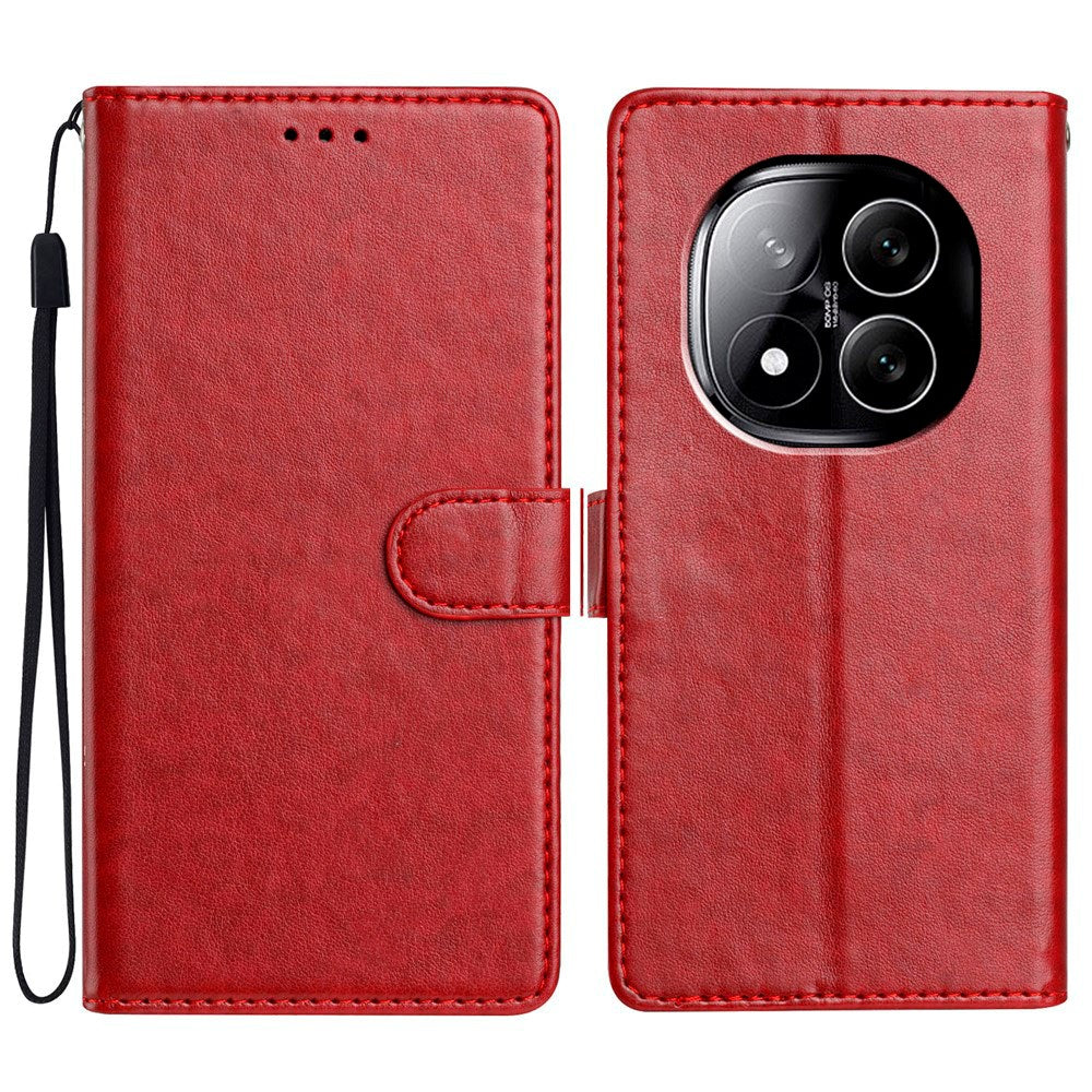 EIDERWOOD Xiaomi Redmi Note 14 Pro (5G) / Poco X7 Kunstskinn Flip Deksel m. Strop - Mørkrød