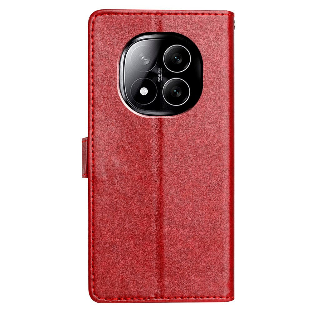 EIDERWOOD Xiaomi Redmi Note 14 Pro (5G) / Poco X7 Kunstskinn Flip Deksel m. Strop - Mørkrød