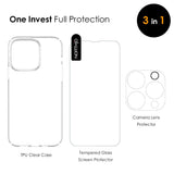 NORTHJO iPhone 14 Pro Max | 3-i-1 360° Beskyttelsessett med Deksel | Skjermbeskytter | Kameralinsebeskytter - Gjennomsiktig