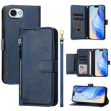 EIDERWOOD iPhone 17e / 16e Kunstskinn Flip Deksel m. Lommebok & Stropp - Blå