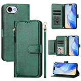 EIDERWOOD iPhone 17e / 16e Kunstskinn Flip Deksel m. Lommebok & Stropp - Grønn