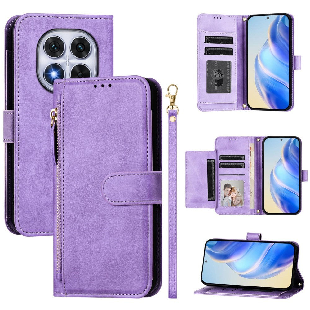EIDERWOOD Xiaomi Redmi Note 14 Pro+ / 14 Pro (5G) Flip Deksel med Kortholder for 6 Kort & Glidelåslomme - Lilla
