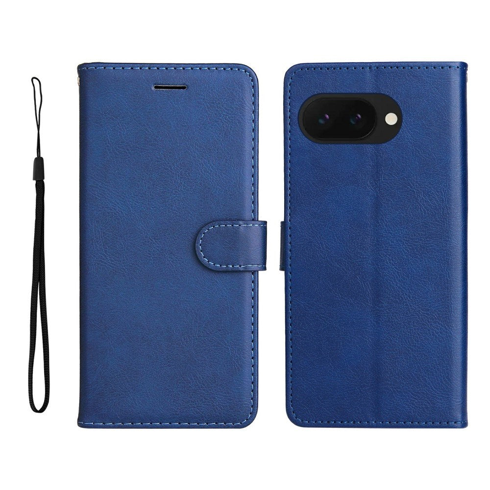 EIDERWOOD Google Pixel 9a Kunstskinn Flip Deksel m. Kortholder & Stropp - Blå