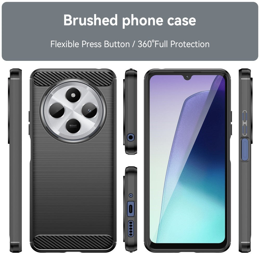 EIDERWOOD Xiaomi Redmi 14C Brushed Carbon Fiber Fleksibelt Plast Deksel - Svart